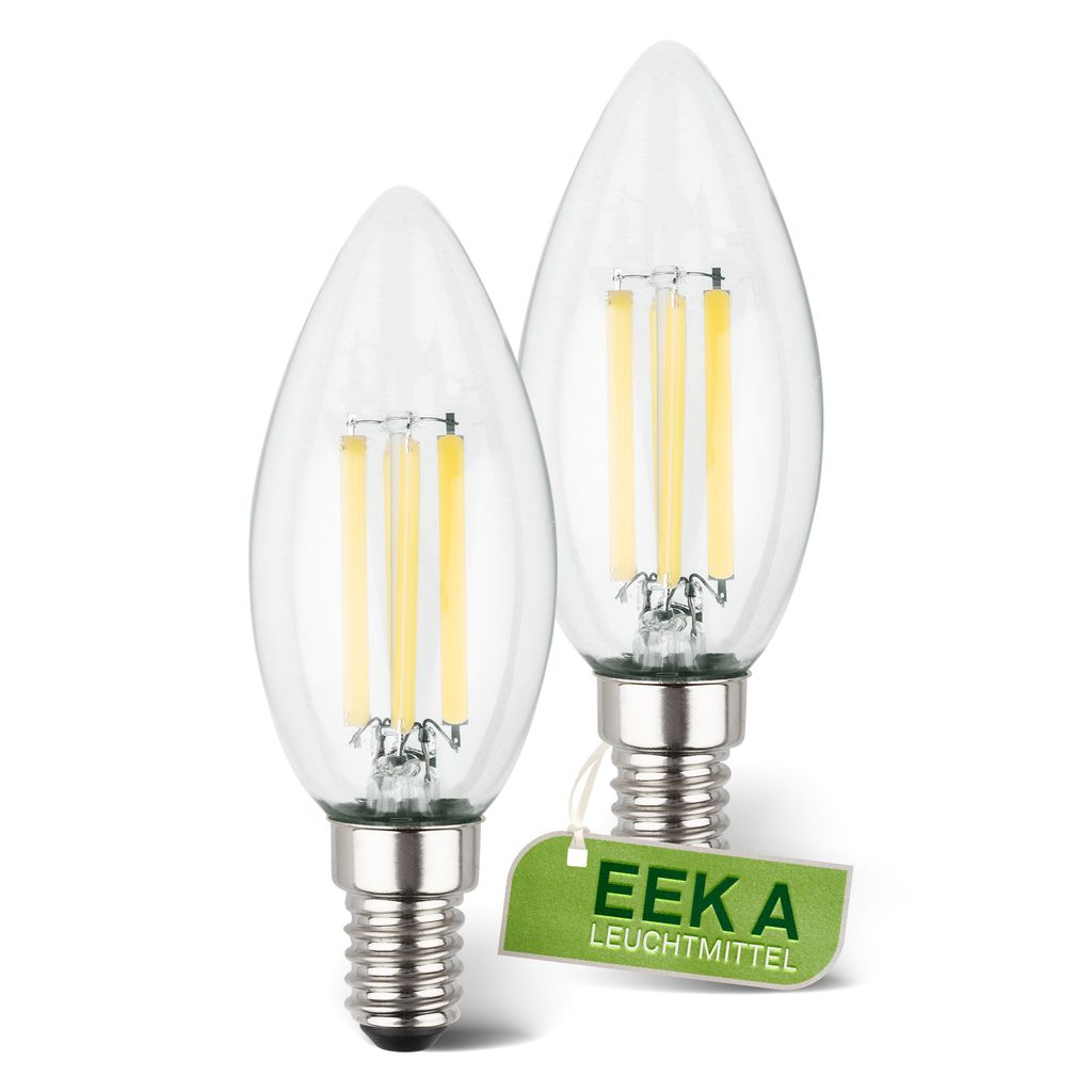 Briloner EEK A Set di 2 pezzi lampada a filamento LED E14, luce bianca calda, candela